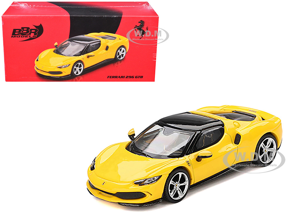 Ferrari 296 GTB Giallo Modena Yellow with Black Top 1/64 Diecast Model Car by BBR diecast model