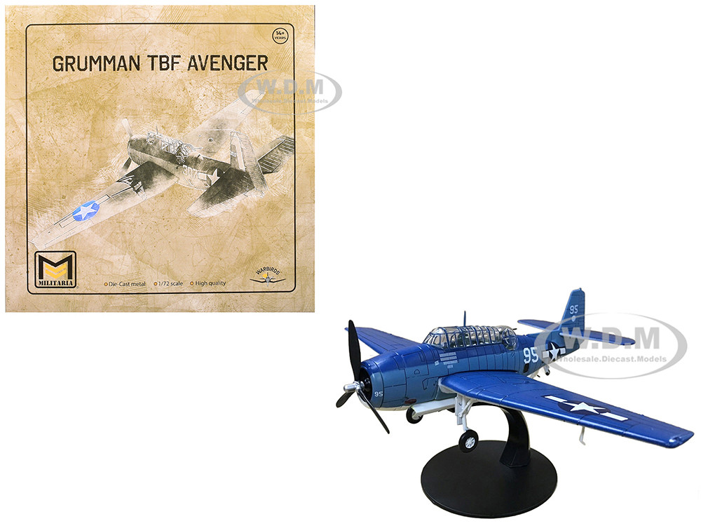 Grumman TBF Avenger Bomber Aircraft "White 95, USS Hornet" (1944) United States Navy 1/72 Diecast Model by Militaria Die Cast diecast model