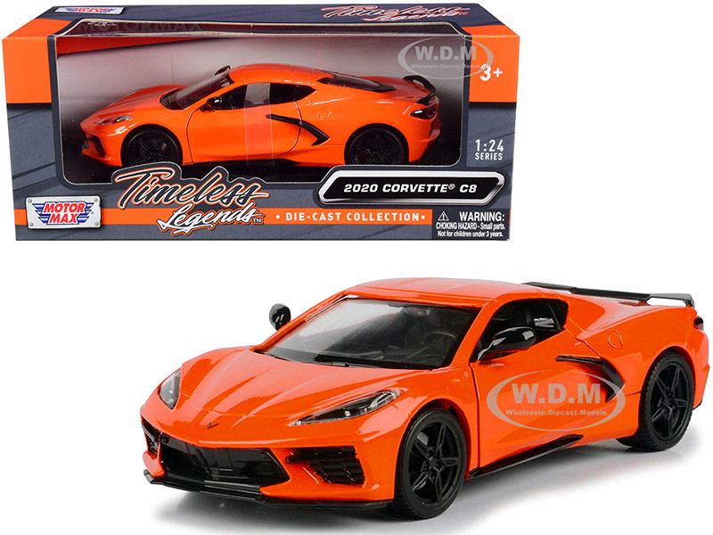 2020 Chevrolet Corvette C8 Stingray Orange "Timeless Legends" 1/24 Diecast Model Car by Motormax diecast model
