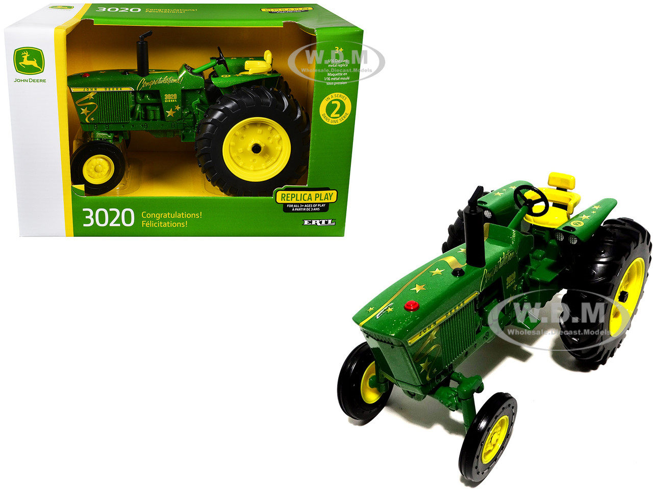 John Deere 3020 Diesel Tractor "Congratulations!" Green with Graphics "Replica Play" Series 1/16 Diecast Model by ERTL TOMY diecast model