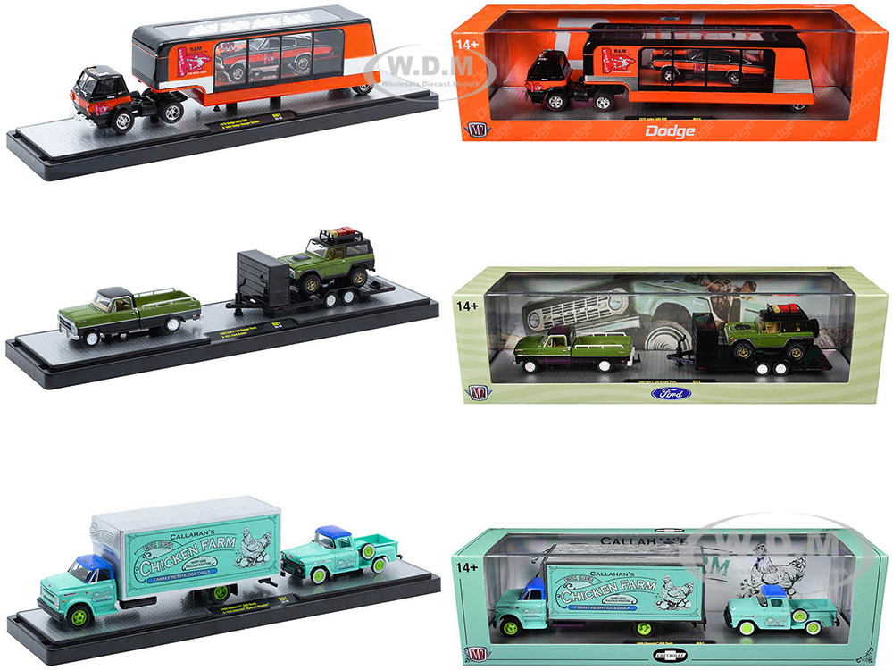 Auto Haulers Set of 3 Trucks Release 91 Limited Edition to 8000 pieces Worldwide 1/64 Diecast Models by M2 Machines diecast model