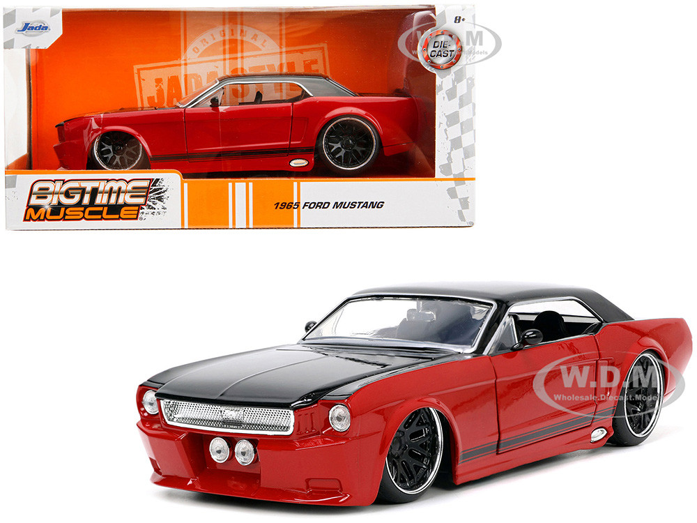 1965 Ford Mustang Custom Red and Black "Bigtime Muscle" Series 1/24 Diecast Model Car by Jada diecast model