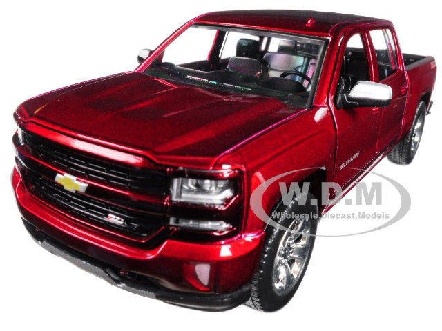 2017 Chevrolet Silverado 1500 LT Z71 Crew Cab Metallic Red 1/27 Diecast Model Car by Motormax diecast model