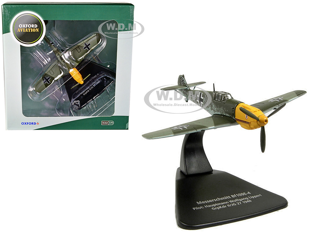 Messerschmitt Bf 109E-4 Fighter Plane Pilot: Hauptmann Wolfgang Lippert GrpKdr II/JG 27 (1940) "Oxford Aviation" Series 1/72 Diecast Model Airplane by Oxford Diecast diecast model