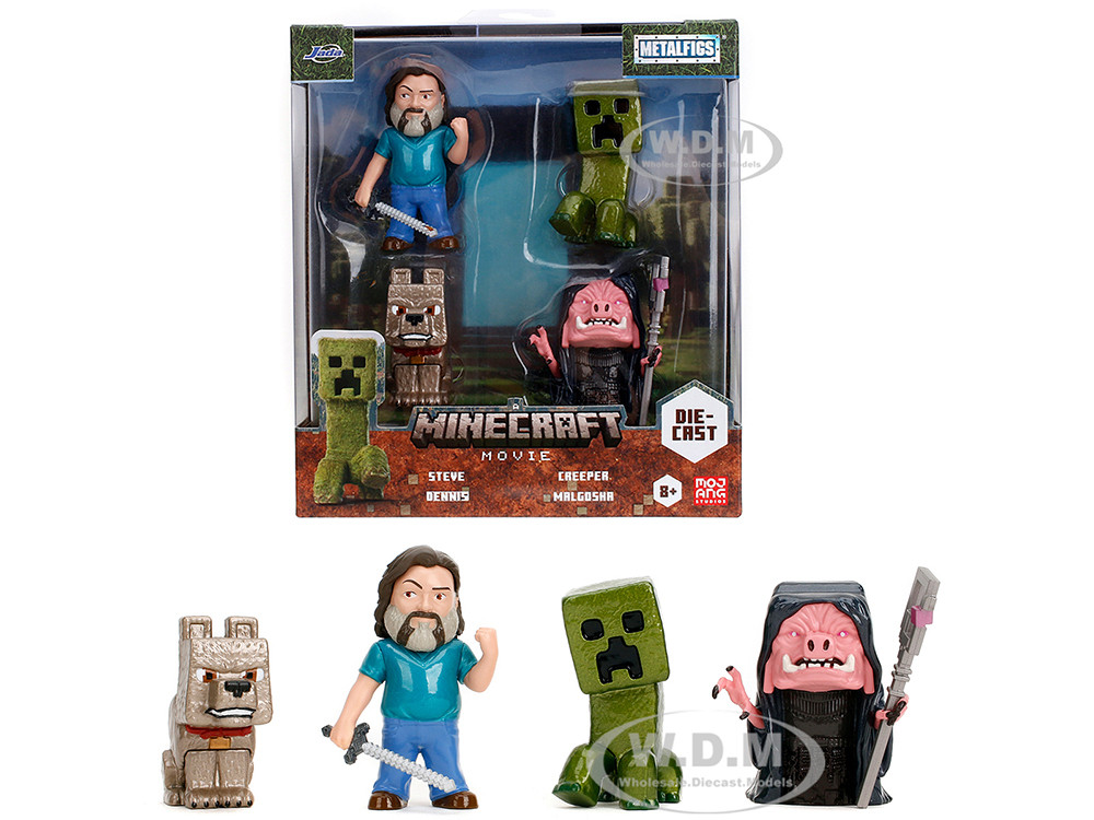 Set of 4 Diecast Figures "A Minecraft Movie" (2025) Movie "Metalfigs" Series Diecast Models by Jada diecast model