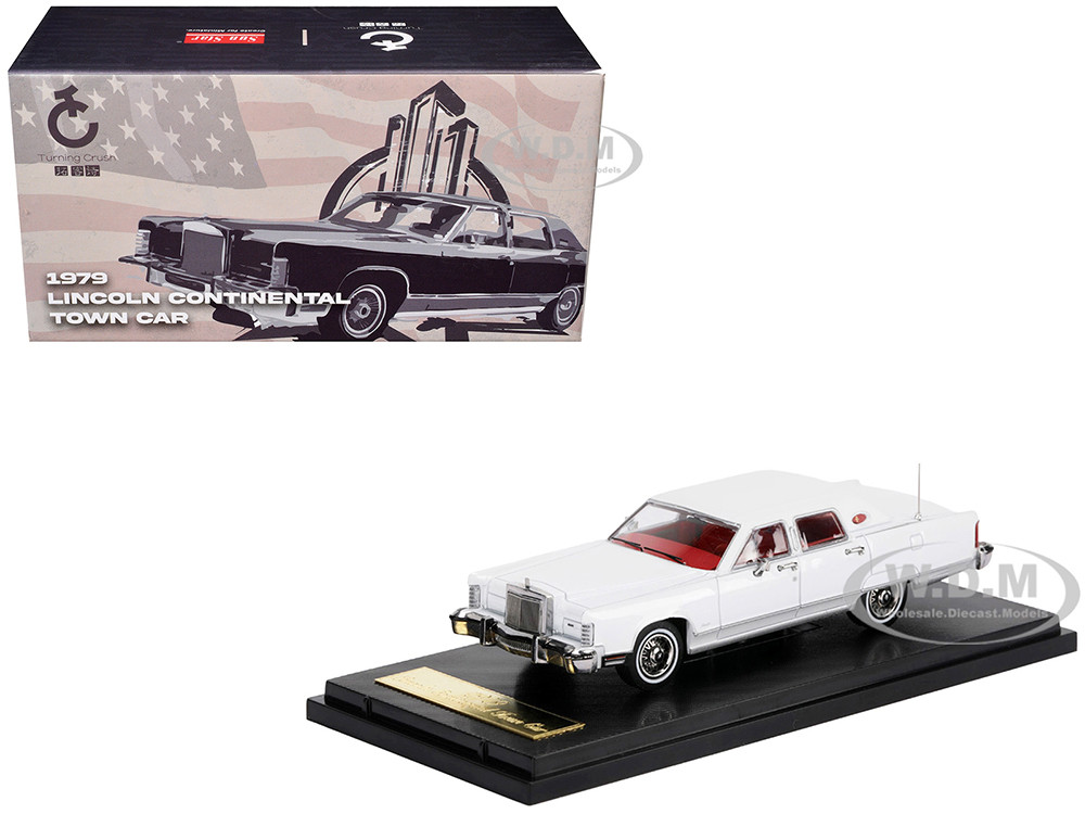 1979 Lincoln Continental Town Car White with Red Interior 1/64 Diecast Model Car by Sun Star diecast model