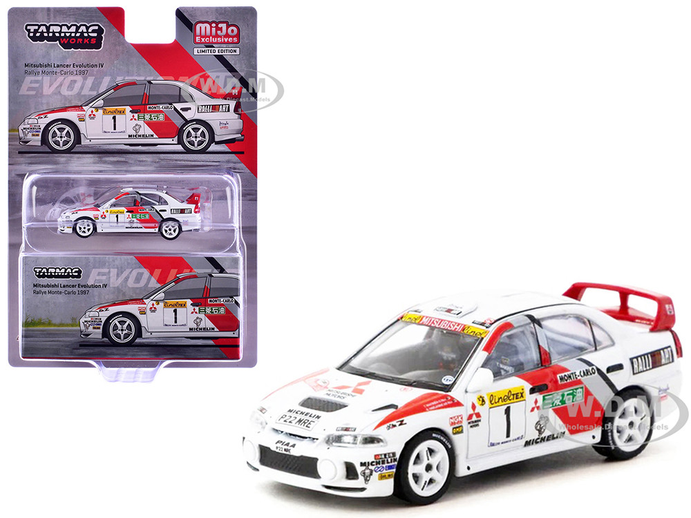 Mitsubishi Lancer Evolution IV #1 Tommi Makinen - Seppo Harjanne 3rd Place "Monte Carlo Rally" (1997) "Global64" Series 1/64 Diecast Model by Tarmac Works diecast model