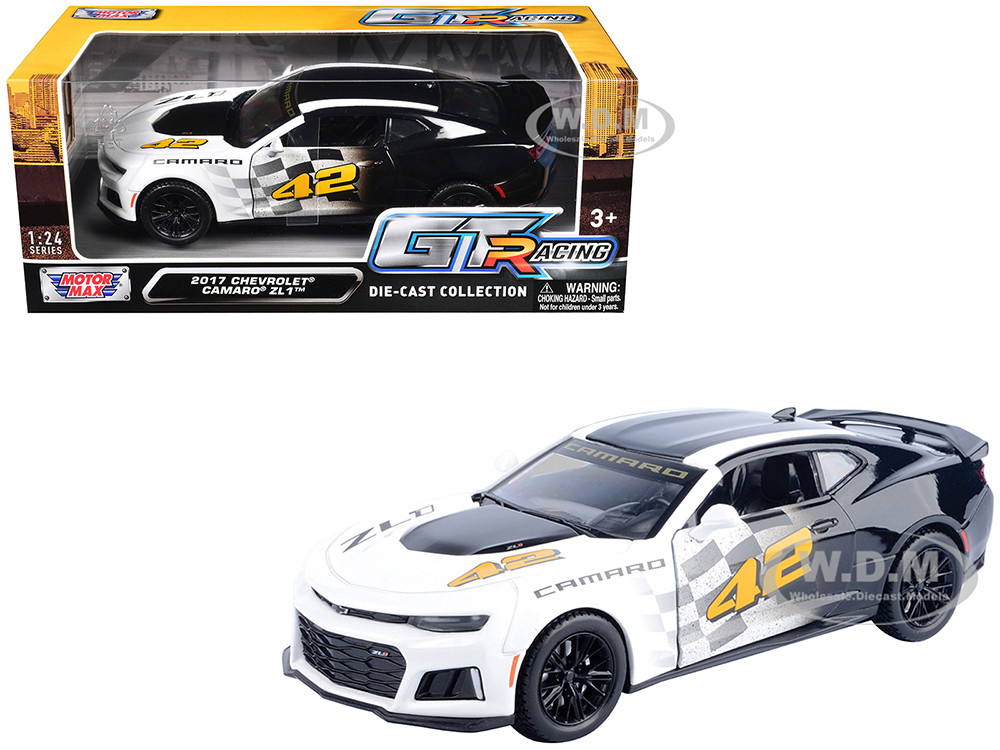 2017 Chevrolet Camaro ZL1 #42 Black and White "GT Racing" Series 1/24 Diecast Model Car by Motormax diecast model