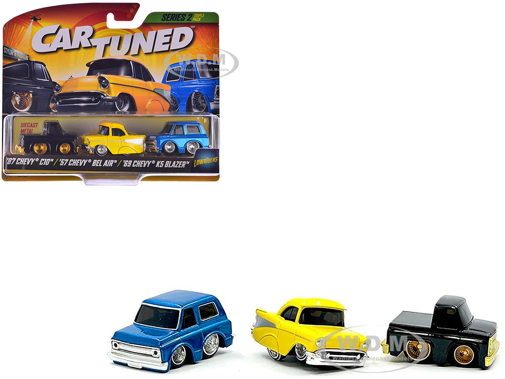 "Lowriders" Series 2 Chevrolet Triple Pack Set of 3 Cars Diecast Model Cars by CarTuned diecast model