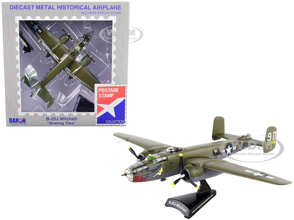 North American B-25J Mitchell Bomber Aircraft "Briefing Time" United States Air Force 1/100 Diecast Model Airplane by Postage Stamp diecast model