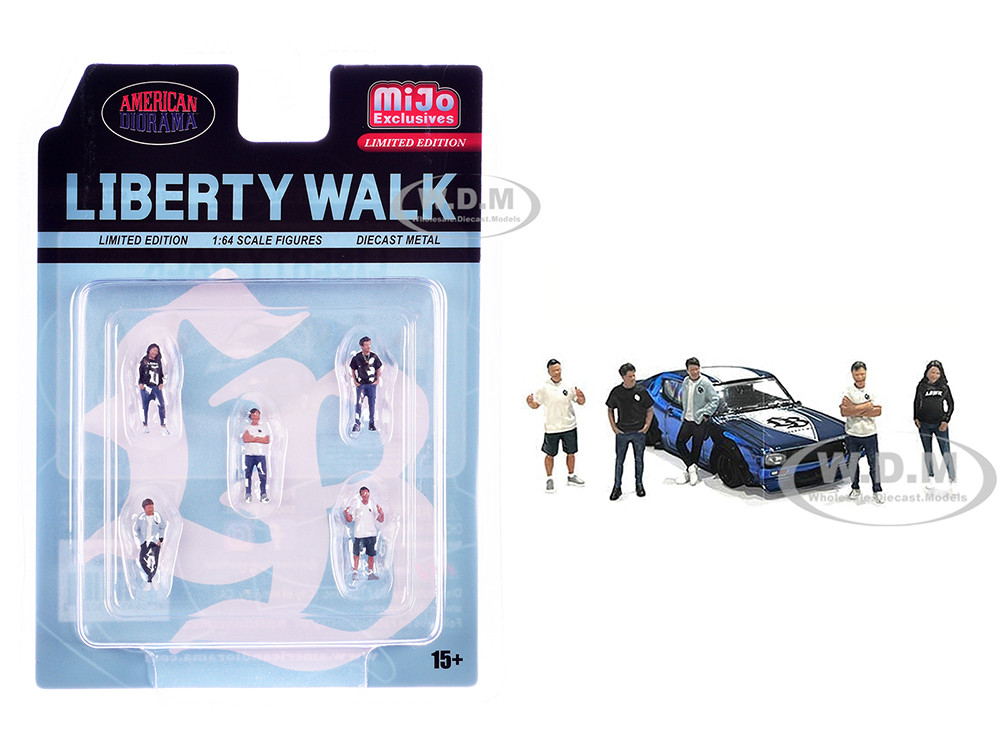"Liberty Walk Team" 5 piece Diecast Figure Set (5 Figures) Limited Edition for 1/64 Scale Models by American Diorama diecast model