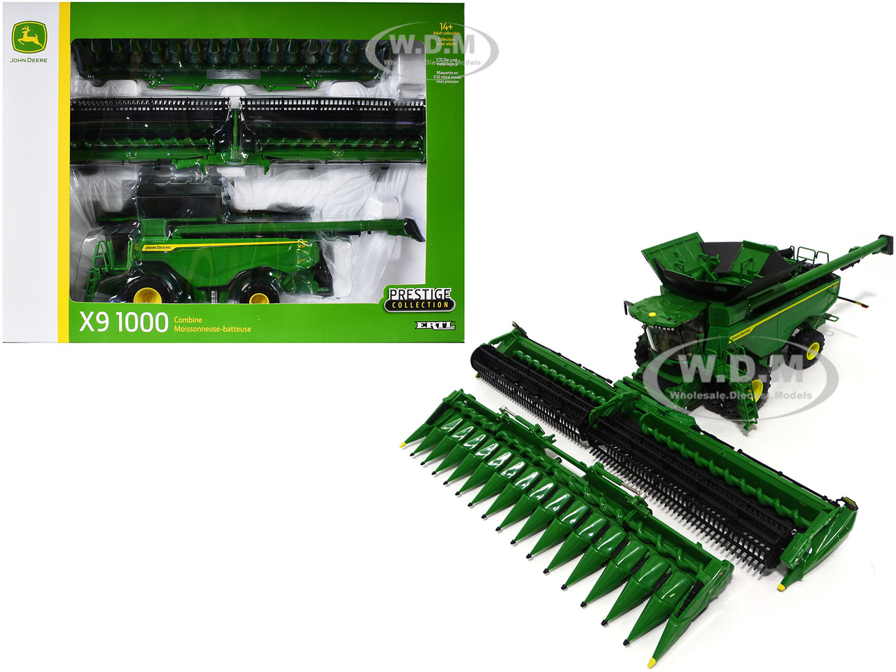 John Deere X9 1000 Combine with 16-Row Corn Head and Draper Grain Head Green "Prestige Collection" Series 1/32 Diecast Model by ERTL TOMY diecast model