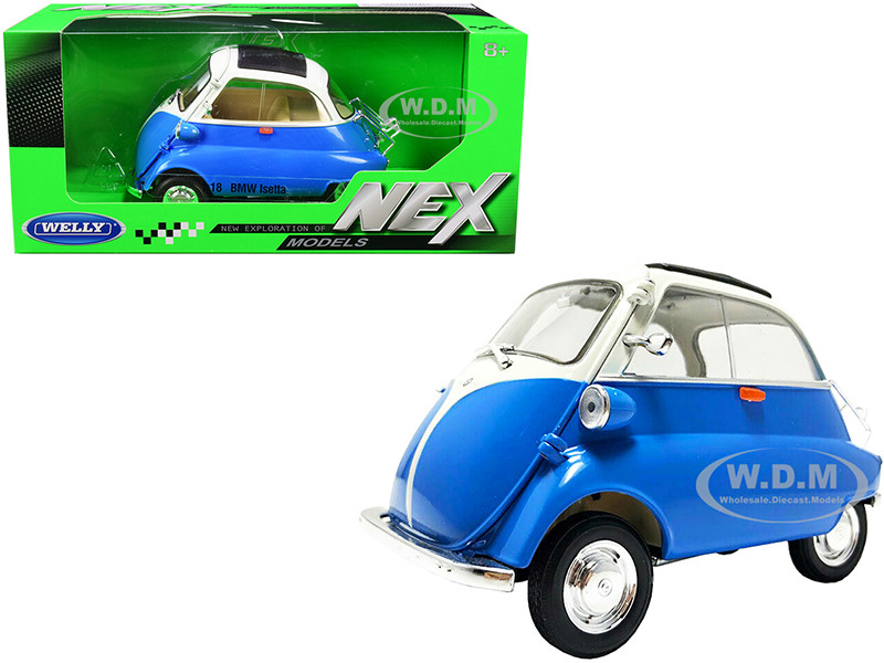 BMW Isetta Blue and White "NEX Models" 1/18 Diecast Model Car by Welly diecast model