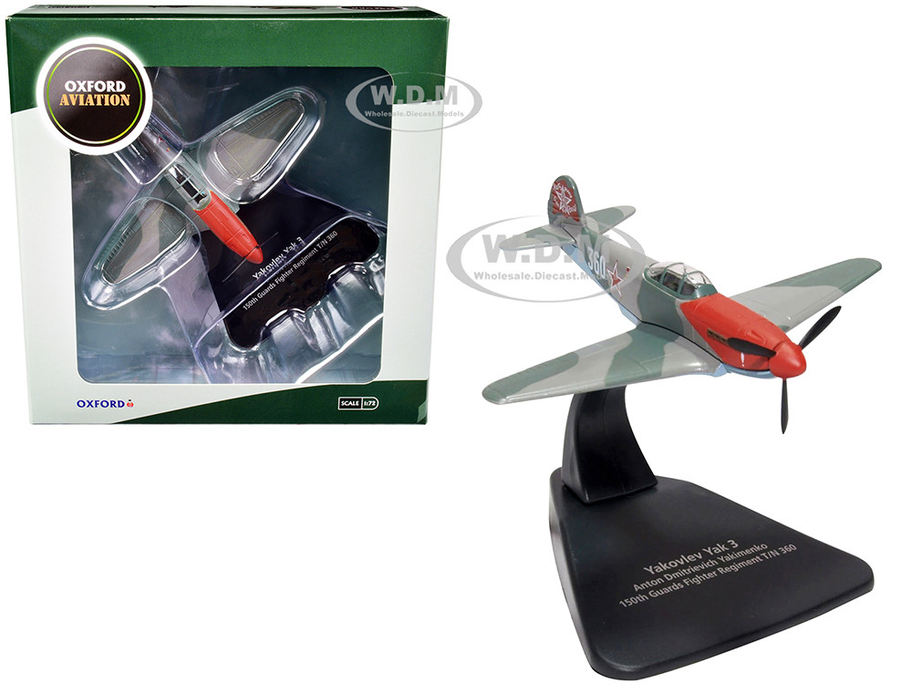 Yakovlev Yak 3 Fighter Aircraft "Anton Dmitrievich Yakimenko 150th Guards Fighter Regiment T/N 360" USSR "Oxford Aviation" Series 1/72 Diecast Model Airplane by Oxford Diecast diecast model