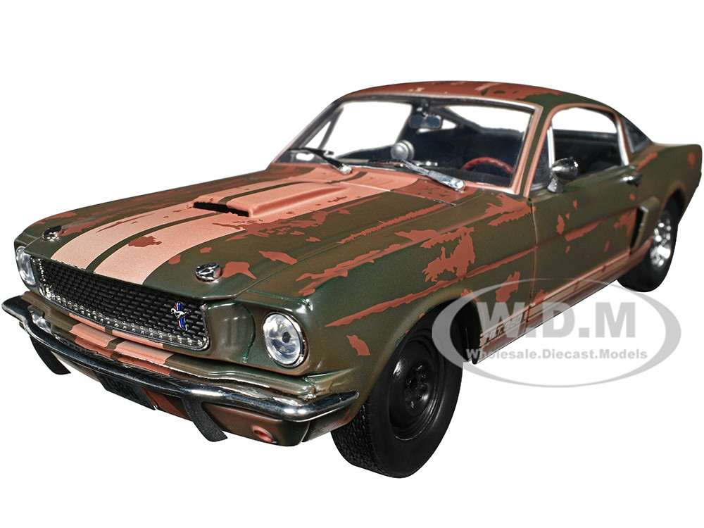 1966 Shelby GT350 Ivy Green with Wimbledon White Stripes (Rusted) Limited Edition to 5250 pieces Worldwide 1/24 Diecast Model Car by M2 Machines diecast model