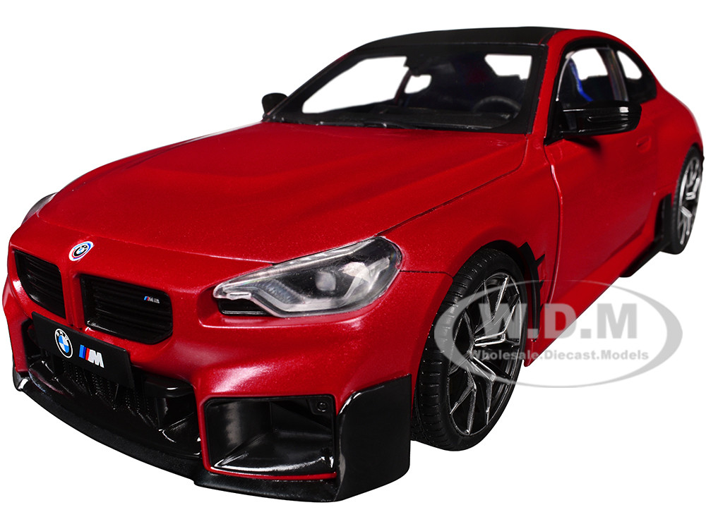 2024 BMW M2 Performance Parts Toronto Red Metallic with Carbon Top 1/18 Diecast Model Car by Solido diecast model