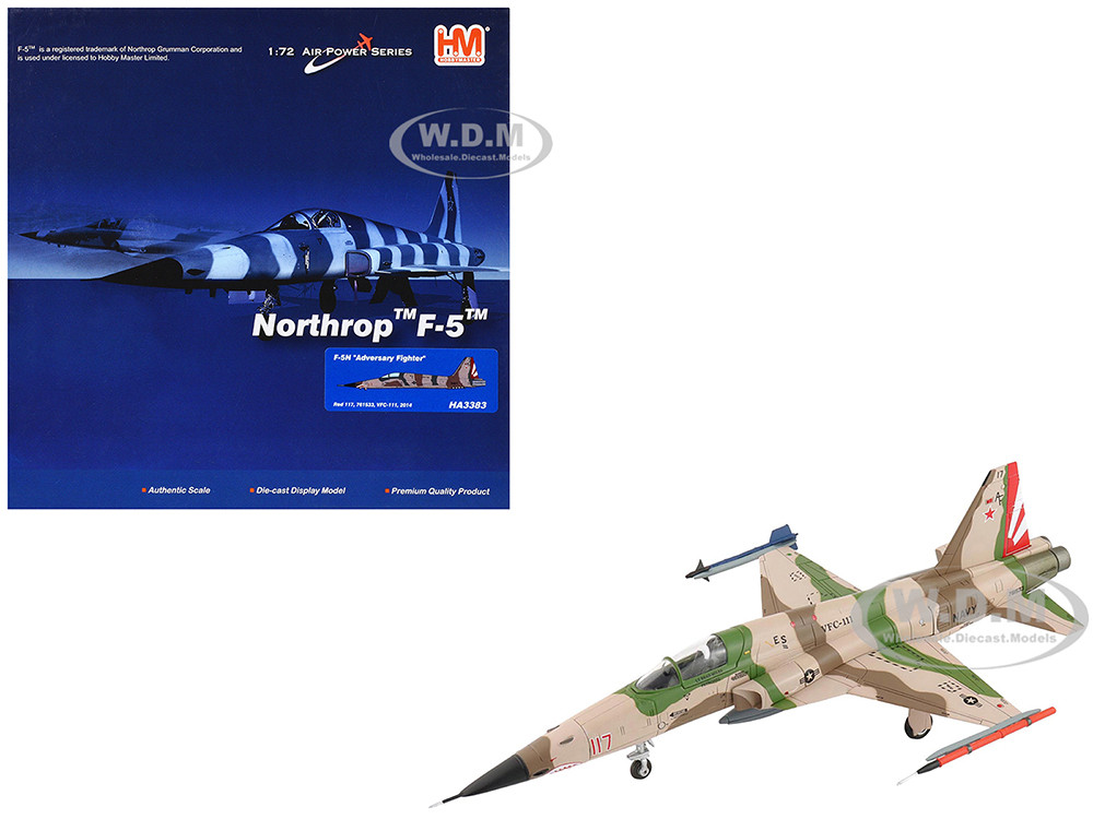 Northrop F-5N Tiger II Aircraft "Red 117, 761533, Adversary Fighter, VFC-111 Sundowners" United States Navy "Air Power Series" 1/72 Diecast Model by Hobby Master diecast model