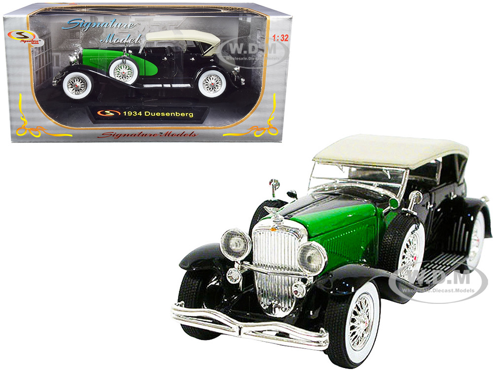 1934 Duesenberg Black and Green 1/32 Diecast Model Car by Signature Models diecast model