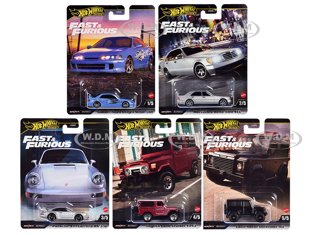 "Fast & Furious" 2023 5 piece Set G Diecast Model Cars by Hot Wheels diecast model