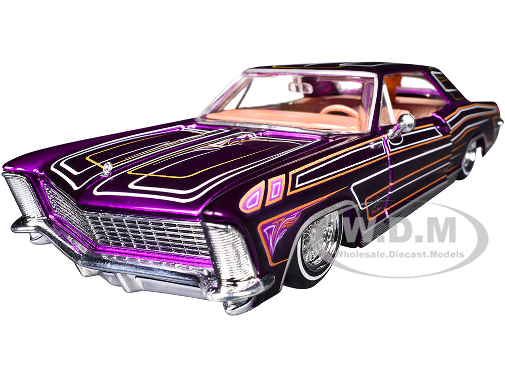 1965 Buick Riviera Lowrider Purple Metallic with Graphics "Lowriders" Series 1/26 Diecast Model Car by Maisto diecast model