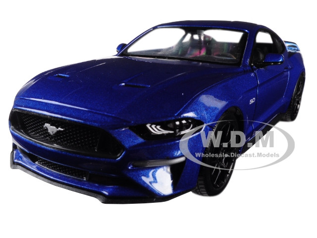 2018 Ford Mustang GT 5.0 Blue with Black Wheels 1/24 Diecast Model Car by Motormax diecast model