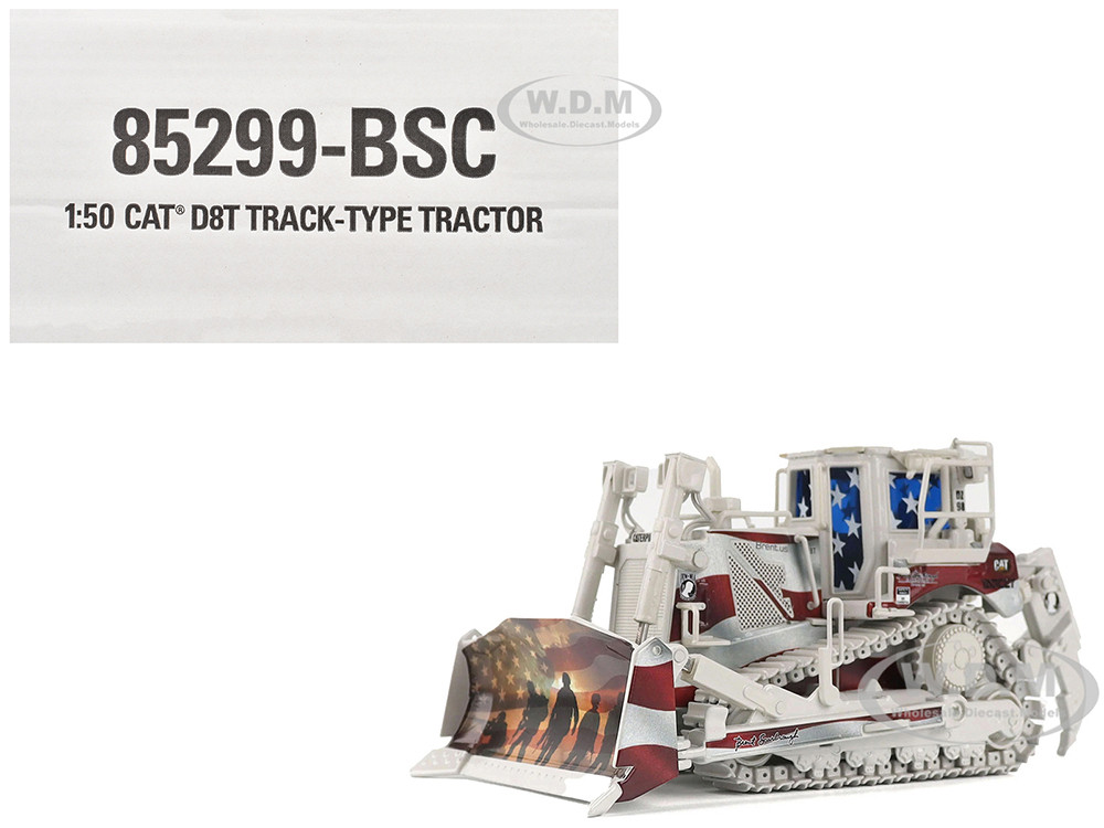 CAT Caterpillar D8T Track Type Tractor with Single Shank Ripper "Brent Scarbrough & Co." Patriotic Livery "High Line" Series 1/50 Diecast Model by Diecast Masters diecast model