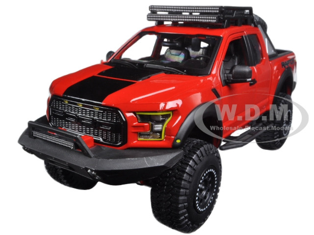 2017 Ford F-150 Raptor Pickup Truck Red Off Road Kings 1/24 Diecast Model Car  by Maisto diecast model