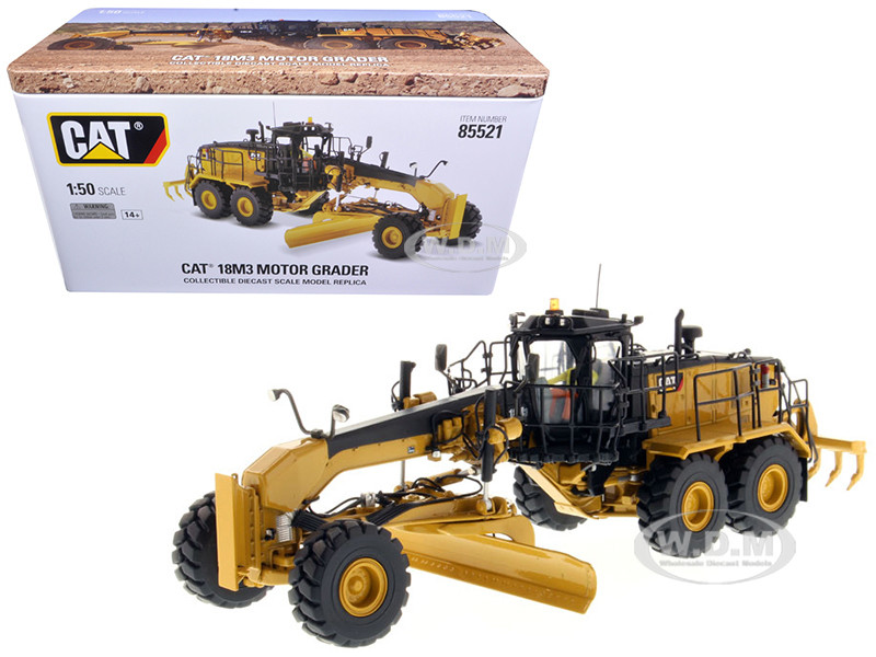 CAT Caterpillar 18M3 Motor Grader with Operator "High Line Series" 1/50 Diecast Model by Diecast Masters diecast model