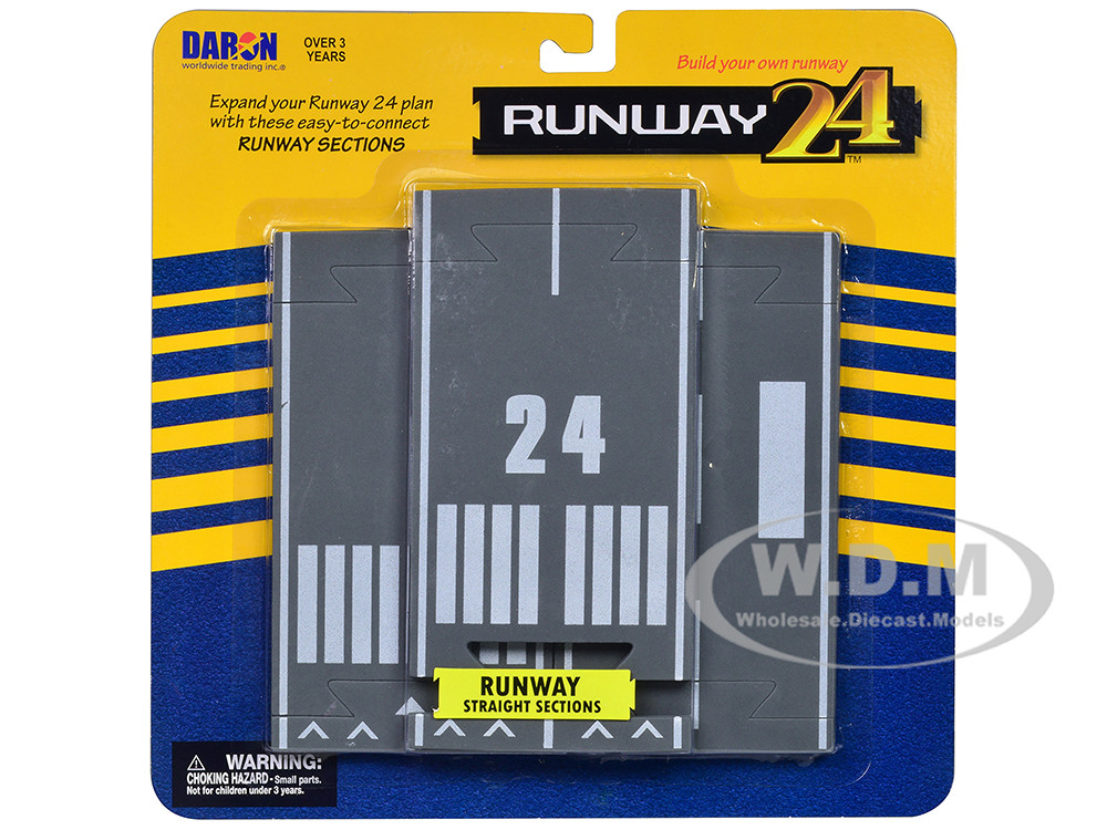 Runway Straight Sections 3 Piece Set for Diecast Models by Runway24 diecast model