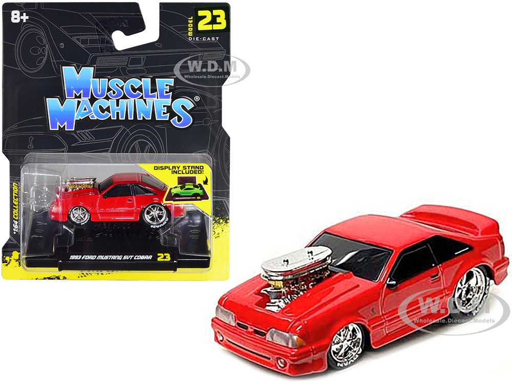 1993 Ford Mustang SVT Cobra Red 1/64 Diecast Model Car by Muscle Machines diecast model