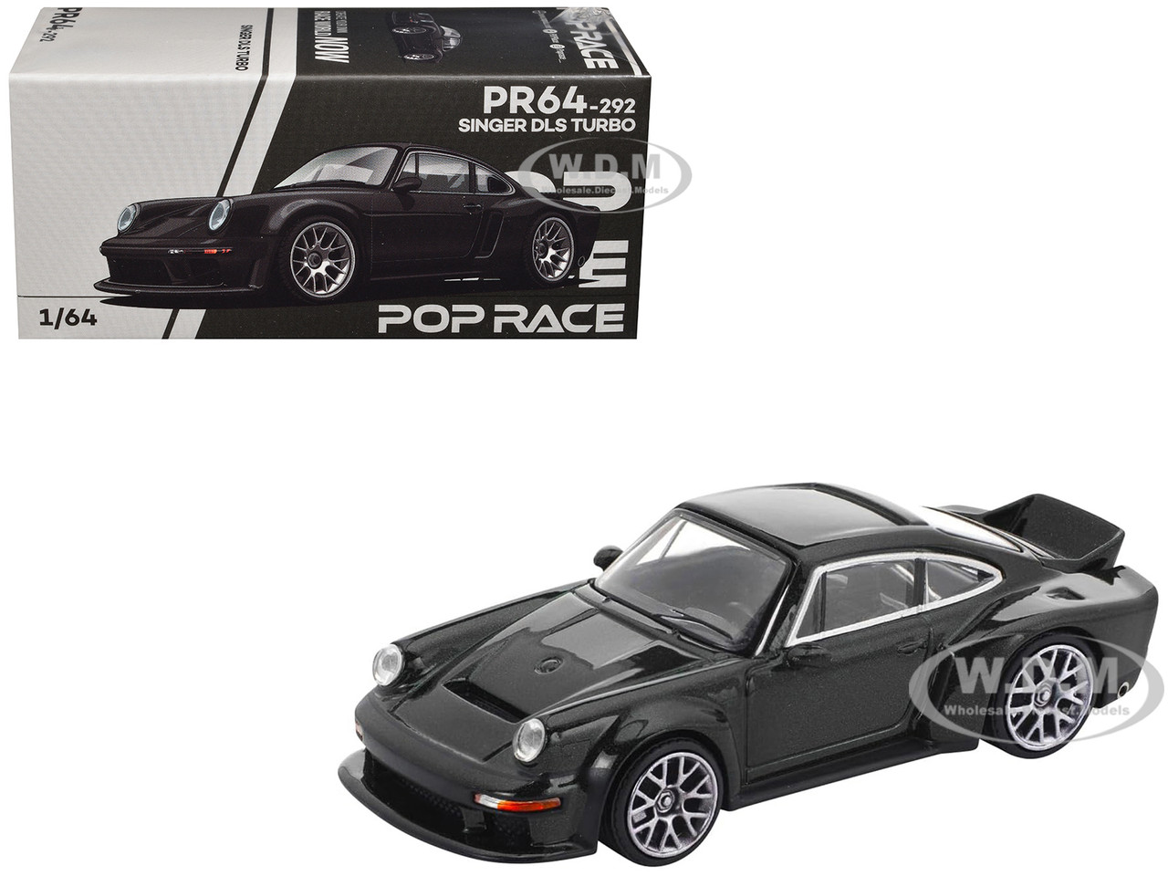Singer DLS Turbo Black Metallic 1/64 Diecast Model Car by Pop Race diecast model