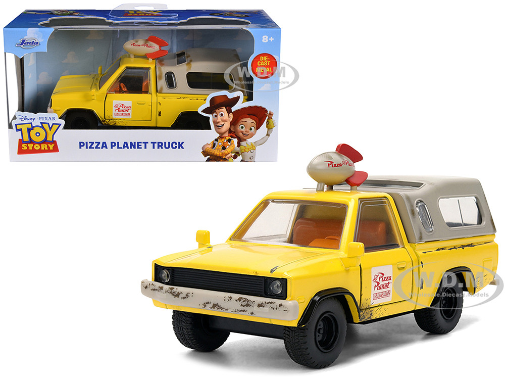 Pizza Planet Truck Yellow (Weathered) with Beige Camper "Toy Story" (1995) Movie "Hollywood Rides" Series 1/32 Diecast Model Car by Jada diecast model