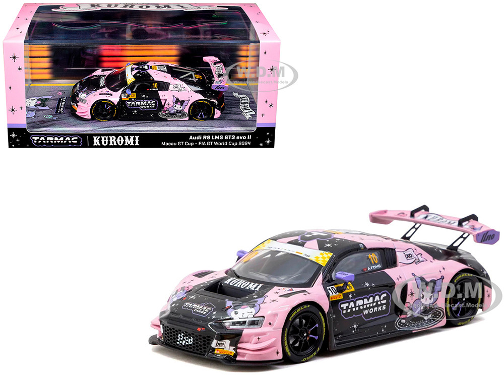 Audi R8 LMS GT3 evo II #10 Adderly Fong "Uno Racing Team - Kuromi" "Macau GT Cup - FIA GT World Cup" (2024) with A4 Poster "Hobby43" Series 1/43 Diecast Model Car by Tarmac Works diecast model