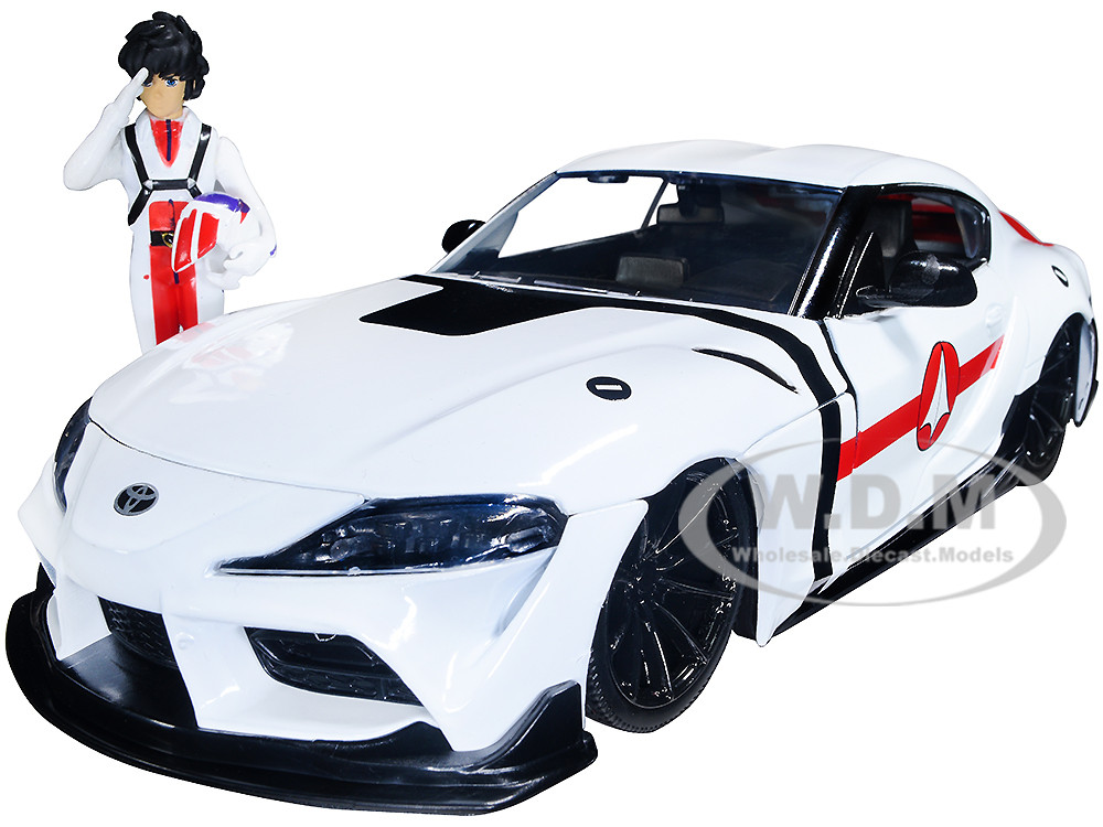 2020 Toyota Supra White and Rick Hunter Diecast Figurine "Robotech" "Hollywood Rides" Series 1/24 Diecast Model Car by Jada diecast model