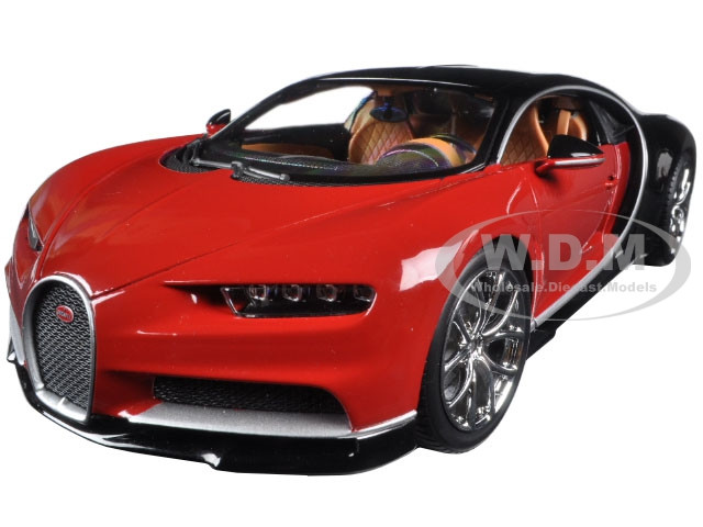 2016 Bugatti Chiron Red with Black 1/18 Diecast Model Car by Bburago diecast model