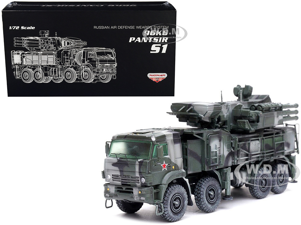 Pantsir S1 96K6 Self-Propelled Air Defense Weapon System Tri-Color Camouflage "Russia's Armed Forces" "Armor Premium" Series 1/72 Diecast Model by Panzerkampf diecast model