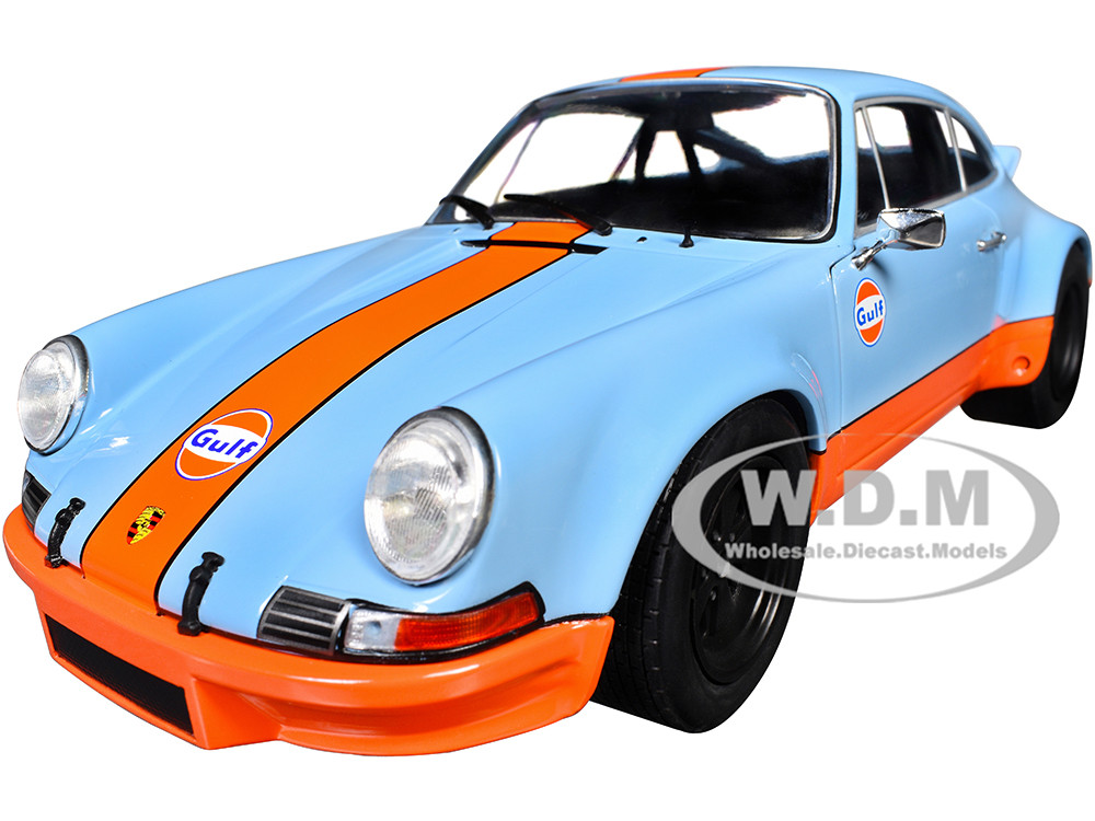 Porsche 911 RSR "Gulf Oil" Light Blue with Orange Stripes "Pink Slips" Series 1/18 Diecast Model Car by Jada diecast model