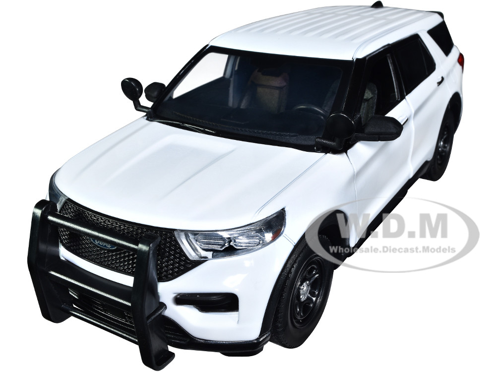 2022 Ford Police Interceptor Utility Unmarked Slick-Top White 1/24 Diecast Model Car by Motormax diecast model