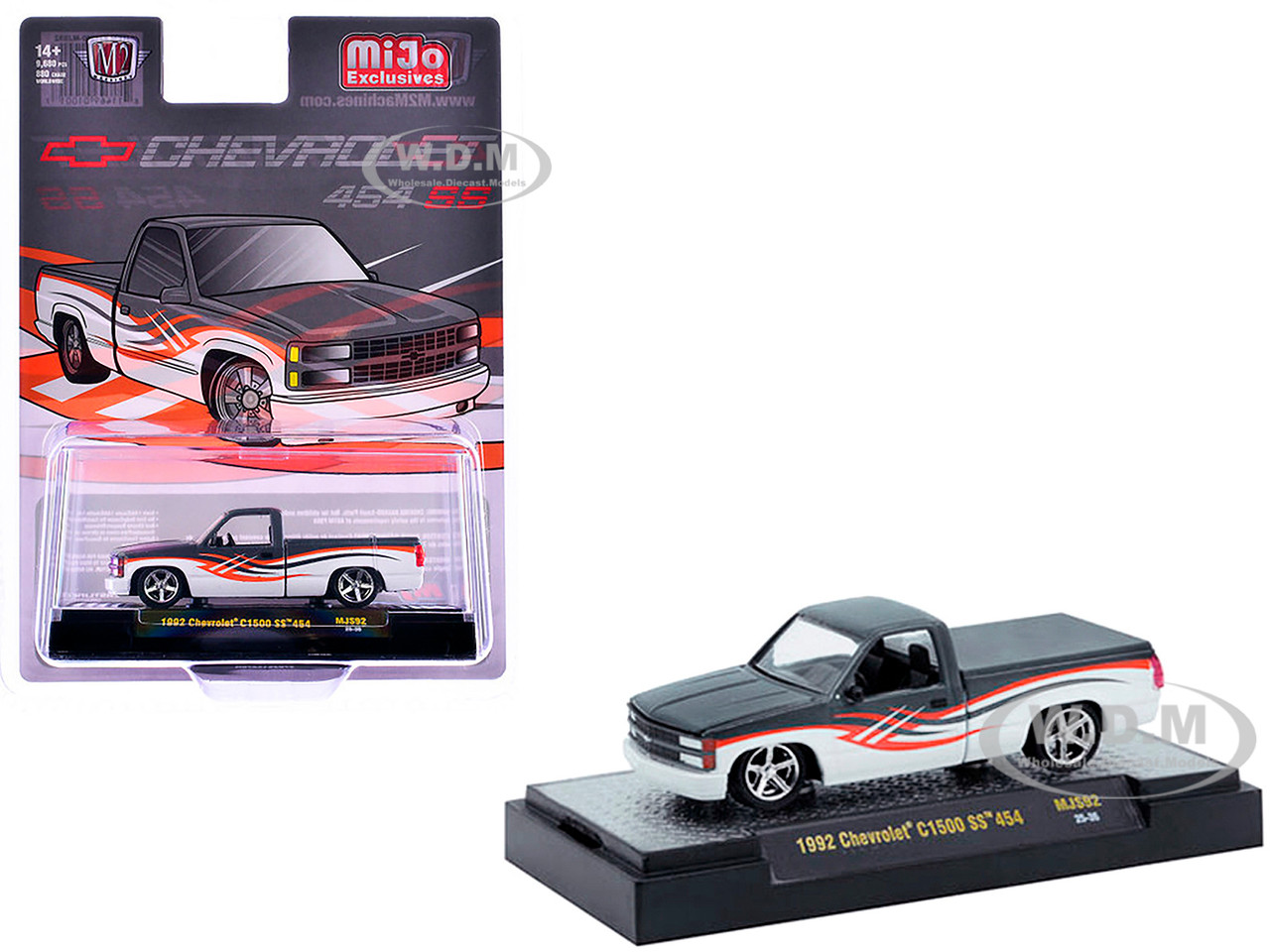 1992 Chevrolet C1500 SS 454 Pickup Truck Gray and White with Graphics Limited Edition to 9680 pieces Worldwide 1/64 Diecast Model Car by M2 Machines diecast model