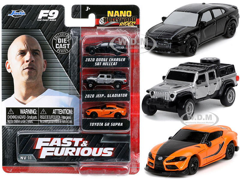 "Fast & Furious 9" (2021) Movie 3 piece Set "Nano Hollywood Rides" Series Diecast Model Cars by Jada diecast model