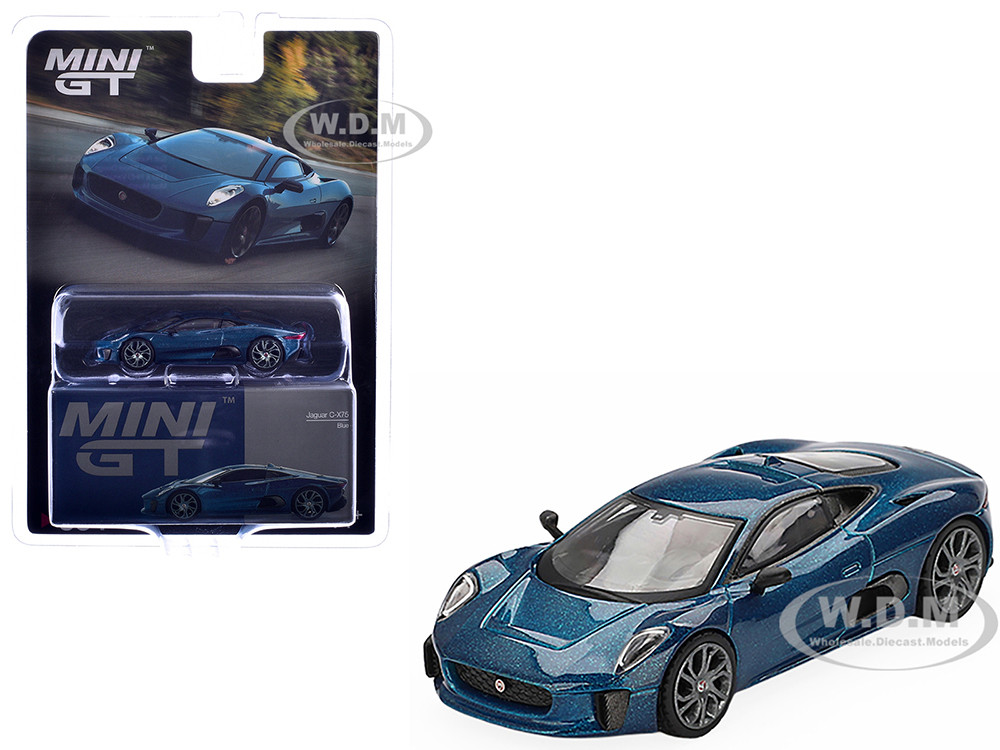 Jaguar C-X75 Blue Metallic Limited Edition 1/64 Diecast Model Car by Mini GT diecast model