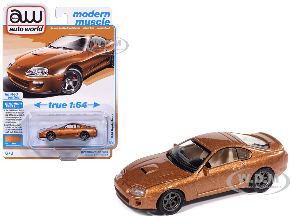 1998 Toyota Supra Sedona Sunset Bronze Metallic "Modern Muscle" Series 1/64 Diecast Model Car by Auto World diecast model
