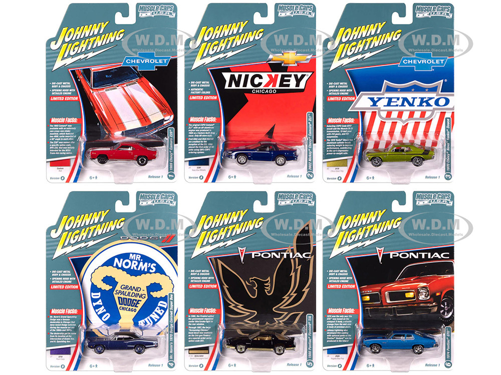 "Muscle Cars USA" 2025 Release 1 Set B of 6 pieces 1/64 Diecast Model Cars by Johnny Lightning diecast model