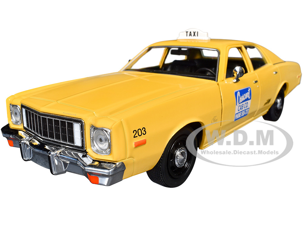 1975 Plymouth Fury Taxi "Crescent Cab Co." Yellow "Poltergeist" (1982) Movie "Hollywood" Series 20 1/24 Diecast Model Car by Greenlight diecast model