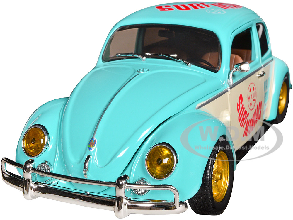 1952 Volkswagen Beetle Deluxe Model Light Blue and Wimbledon White Maui & Sons Limited Edition to 3850 pieces Worldwide 1/24 Diecast Model Car by M2 Machines diecast model