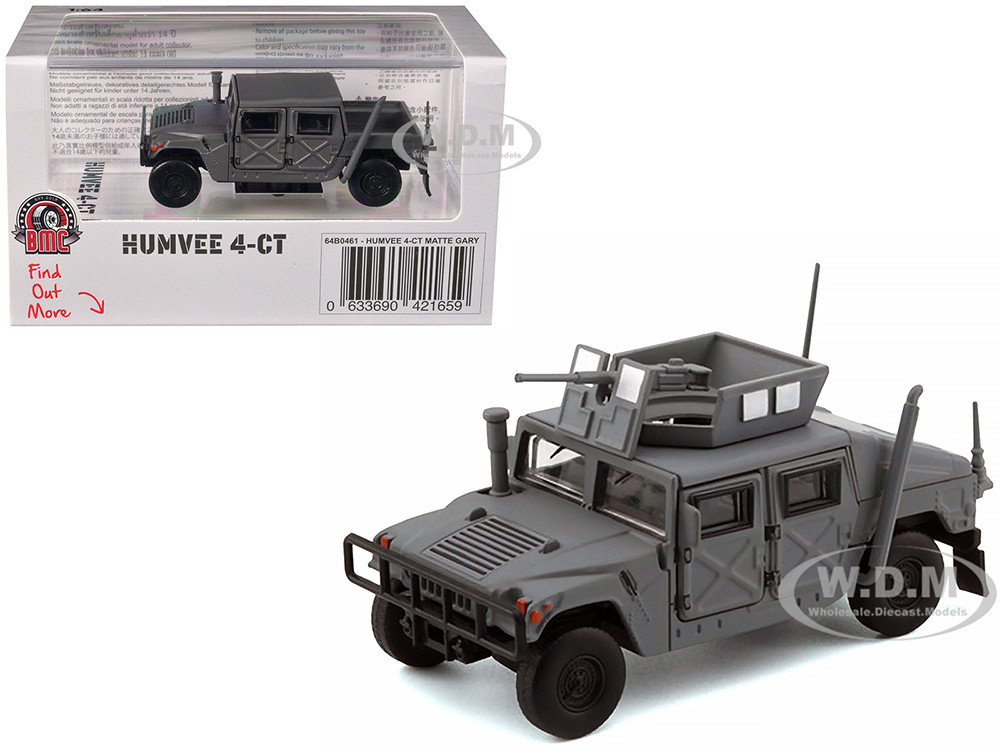 HUMVEE 4-CT Military Vehicle Matt Gray with Alternative Tops 1/64 Diecast Model Car by BM Creations diecast model