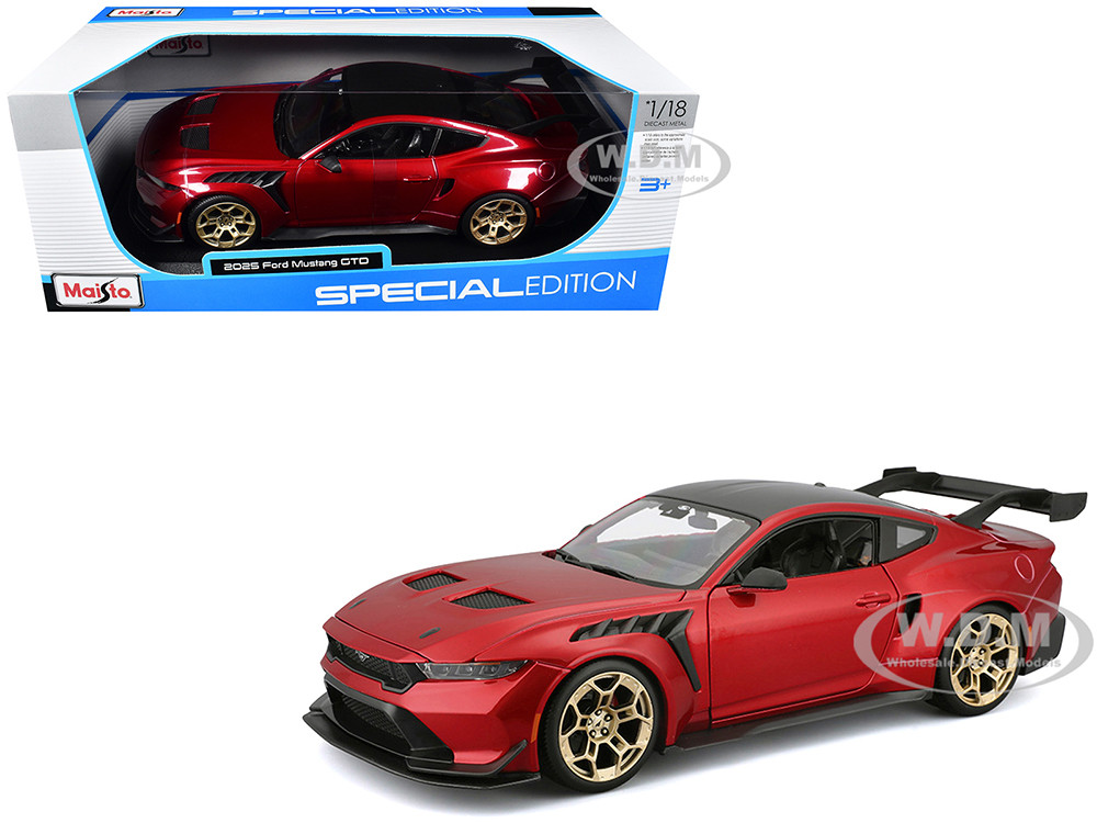 2025 Ford Mustang GTD Red Metallic with Black Top "Special Edition" Series 1/18 Diecast Model Car by Maisto diecast model