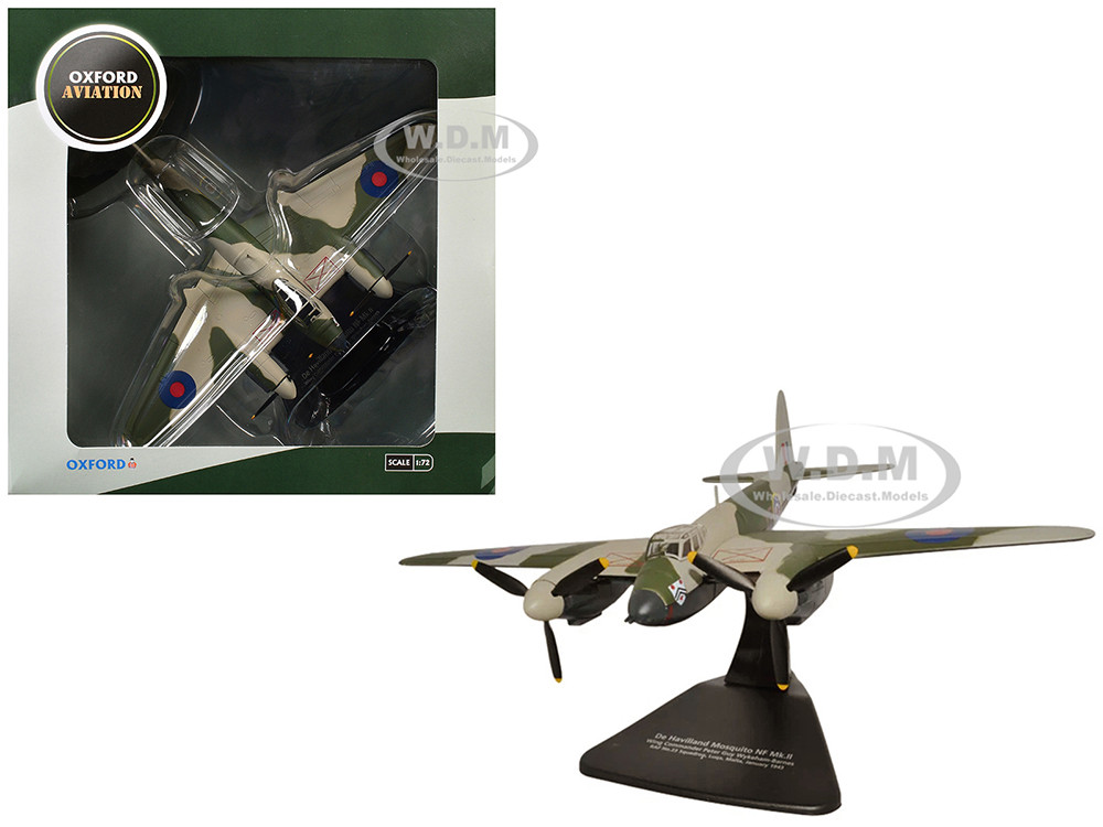 De Havilland Mosquito NF MKII Aircraft "Wing Commander Peter G. Wykeham-Barnes, No. 23 Squadron, Luqa, Malta" (1943) Royal Air Force "Oxford Aviation" Series 1/72 Diecast Model Airplane by Oxford Diecast diecast model