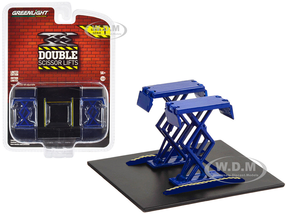 Automotive Double Scissor Lift Blue "Double Scissor Lifts" Series 1 1/64 Diecast Model by Greenlight diecast model