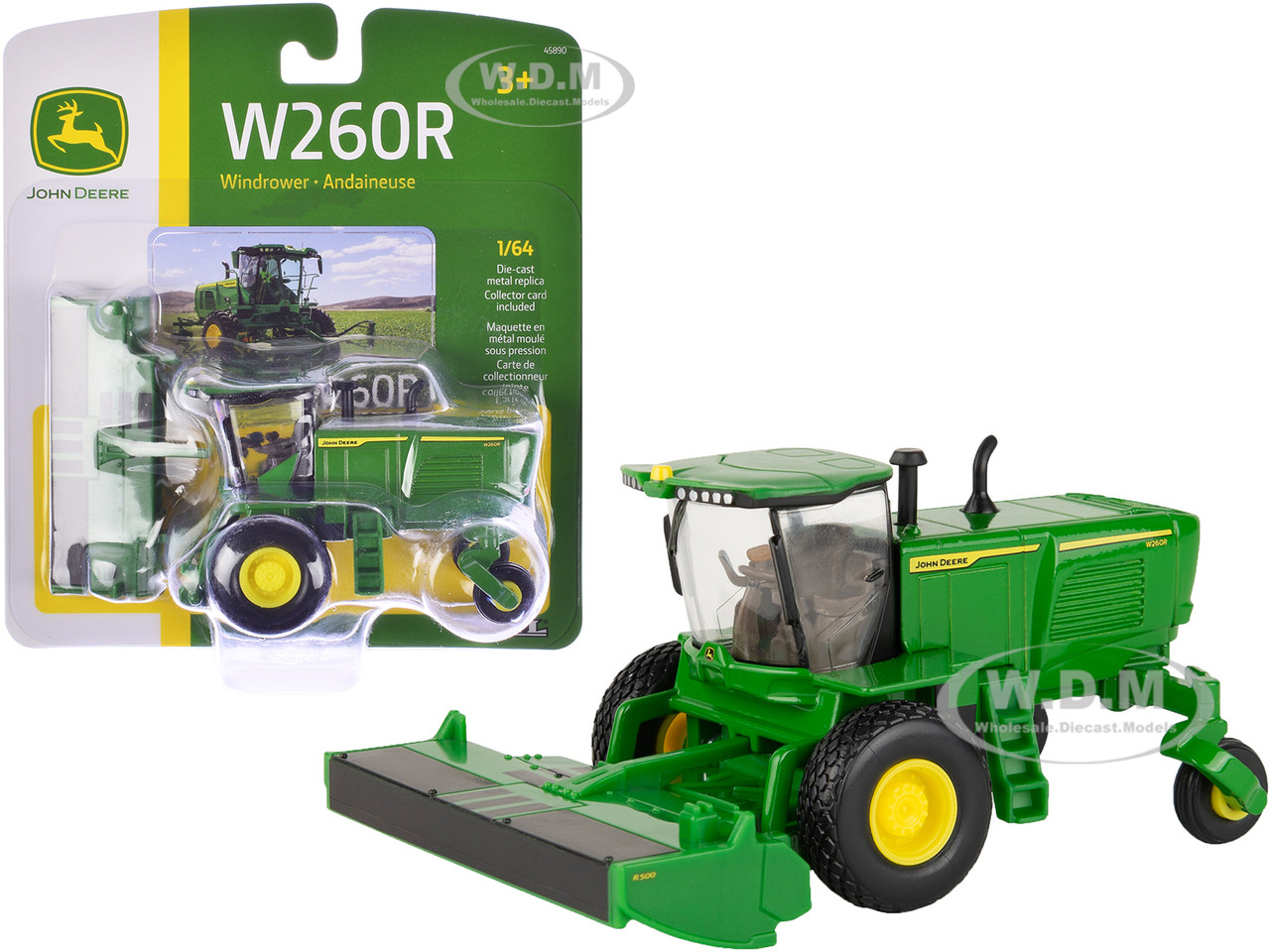 John Deere W260R Windrower Green 1/64 Diecast Model by ERTL TOMY diecast model